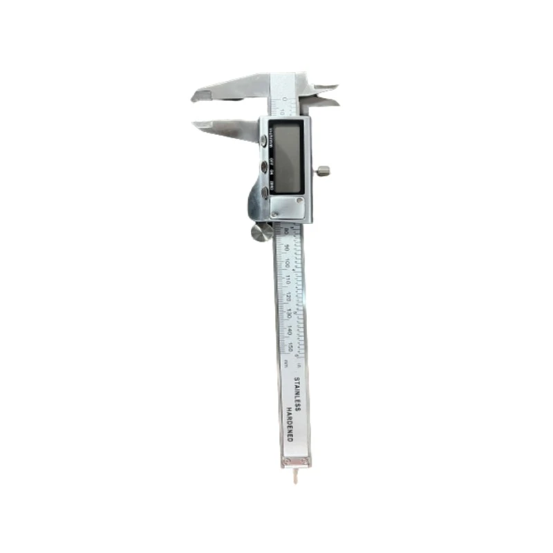 کولیس دیجیتال استنلس استیل مدل SH-20 با گستره اندازه‌گیری 0 تا 150 میلی‌متر، دقت 0.01 میلی‌متر، نمایشگر LCD، دکمه صفرکننده و تغییر واحد اینچ و میلی‌متر، پیچ قفل و مناسب کارگاه‌های صنعتی و آزمایشگاهی - m3u